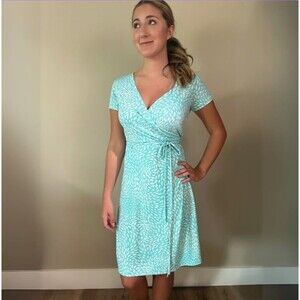 Y2K Aqua Blue Summer Raindrop Wrap Dress by Attention sz XS